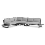 Meridian Furniture - Maldives Grey Water Resistant Fabric Outdoor Patio Modular Sectional - Create your own custom contemporary look on the deck or porch with the addition of this Maldives outdoor patio armless chair. Part of a large collection that lets you mix and match modular pieces to get the look you crave most. This modular sectional has grey water resistant fabric with a base made from grey aluminum, so it's sturdy, tough, and ready to face the elements with impeccable beauty, season in and season out. Shop the contemporary pieces in this collection to create the outdoor entertaining area of your dreams.