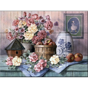 Tile Mural, Birdhouse And Apples, Tc by T.C. Chiu