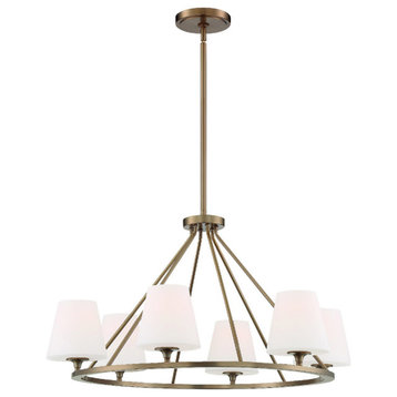 Crystorama KEE-A3006-VG 6 Light Chandelier in Vibrant Gold with Glass