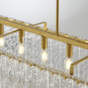 9-Light Brass Chandelier With Clear Rippled Glass