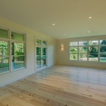 MATTITUCK: WIDE PLANK RUSTIC YELLOW PINE INSTALLED, BLEACHED & STAINED/ WB POLY