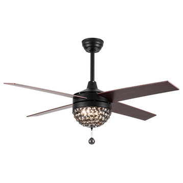 4-Blade Crystal Ceiling Fan With Remote Control and Light Kit Included, 42