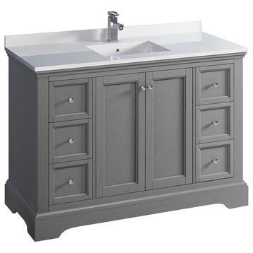 Fresca Windsor 48" Gray Textured Cabinet With Top and Sink