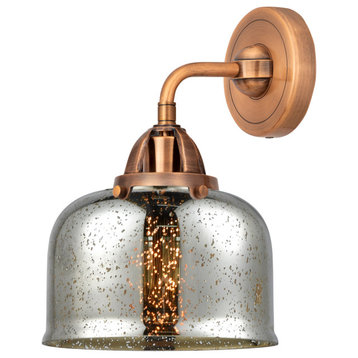 Nouveau 2 Large Bell 1 Light Wall Sconce, Antique Copper
