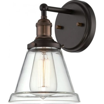 Transitional 1-Light Vintage Wall Sconce, Rustic Bronze Finish