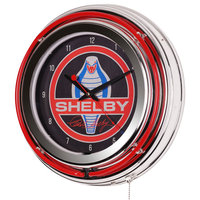 Shelby Retro Round Neon Wall Analog Clock with Pull Chain - 14.5 ...