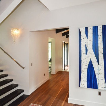 Modern Floating Staircase with Glass Railing