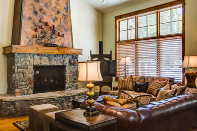 Transitional family room photo in Denver