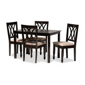 Narelle Sand Fabric Espresso Brown Finish 5-Piece Dining Set