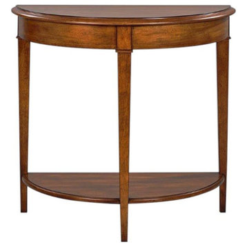 Console Table Small Demilune Ogee Edge Hand-Rubbed Distressed Rustic