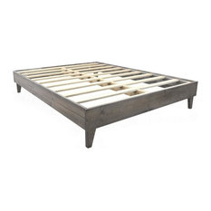Wooden Platform Bed Frame - Multiple Finishes Available, Grey Barn Wood, Cal Kin