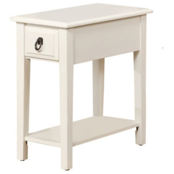 Cottage White Wooden Magazine Rack Side Table