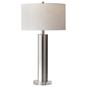 Ezra Table Lamp, Brushed Steel