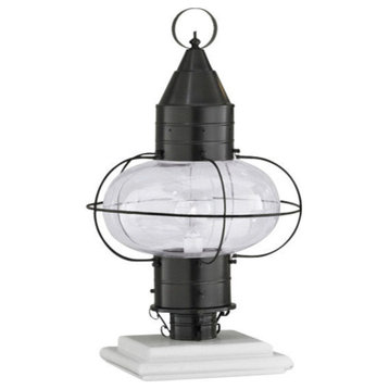 Classic Onion Large Post Light, Black, Seedy Glass