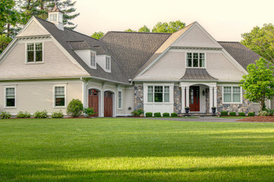 Example of a transitional exterior home design in Boston