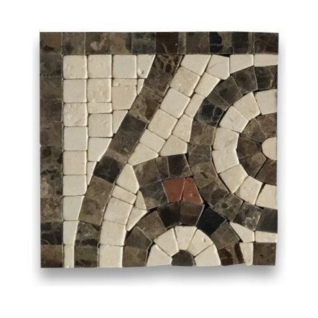 Marble Mosaic Border Decorative Accent Tile Waltz Beige 4x4 Polished, 1 piece