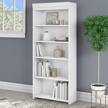 Fairview 5 Shelf Bookcase in Pure White and Shiplap Gray - Engineered Wood