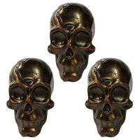 3 Pcs Dull Face Skull Bone Drawer Handles Cute Skull Face Resin Closet Pulls
