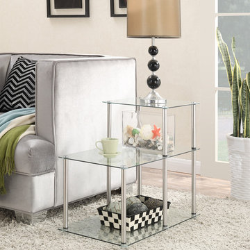 Designs2Go Classic Glass 3 Tier Step End Table