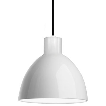 Chroma Single LED Pendant, White, 11.75"Dx10.5"H