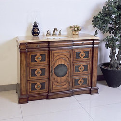 Antique 48 inch Multi-Brown Antique Single Sink Vanity - Bathroom Vanities And Sink Consoles