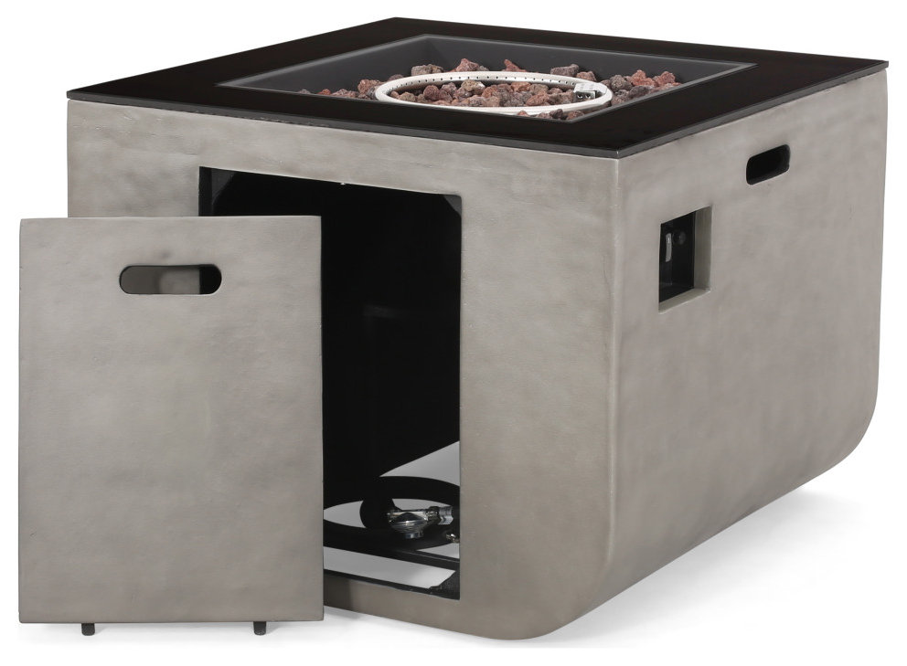 Gwen Outdoor Modern 30-Inch Square Fire Pit