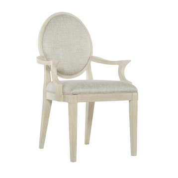 Bernhardt East Hampton Oval Back Arm Chair, Cerused Linen