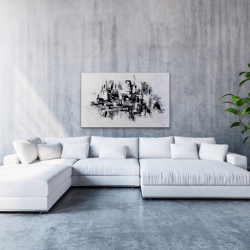 large black white abstract art Modern Contemporary Paintings for Family Room
