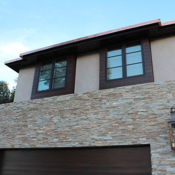 sectional 4x5 Box Gutters, 16 ounce Copper, Modern Home in Manhattan Beach, CA.