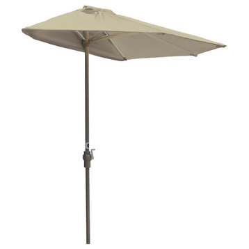 off-The-Wall Brella Half Umbrella, Antique Beige, 9', Sunbrella Fabric