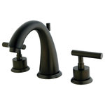 Kingston Brass - Kingston Brass Widespread Bathroom Faucet With Brass Pop-Up, Oil Rubbed Bronze - Two Handle Deck Mount, 3 Hole Sink Application, 8" to 16" Widespread, Fabricated from solid brass material for durability and reliability, Premium color finish resist tarnishing and corrosion, 1/4 turn On/Off water control mechanism, 1/2" IPS male threaded shank inlets, Ceramic disc cartridge, 1.2 GPM/4.5 LPM Max at 60 PSI, Integrated removable aerator, 5-1/2" spout reach from faucet body, 6" overall height.