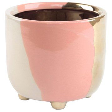 4.8" 3-Tone Footed Ceramic Planter, Blush