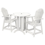 Sequioa - Sequoia 3-Piece Muskoka Adirondack Bistro Dining Set, Counter Height, White - Our unique, proprietary synthetic wood has been used extensively in world-famous, high-traffic environments since 2003.  A favorite wood-alternative for engineers at major theme parks, its realism and natural beauty means that it has seen use in projects ranging from custom furniture to fencing, flooring, wall covering and trash receptacles.