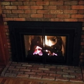 Fireplace Stone and cultured stone and brick