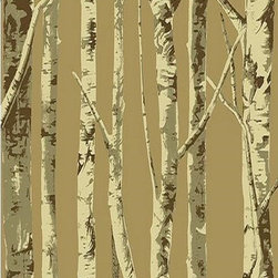Brown Contemporary Birch Tree Wallpaper - Wallpaper