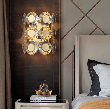 Crystal ring cluster wall sconce in a bedroom — Mirodemi
