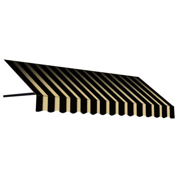 Awntech 10' Dallas Retro Acrylic Fabric Fixed Awning, Black/Tan Stripe