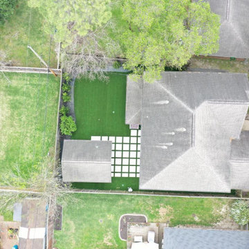 Synthetic Turf Landscape Design w/ Concrete Squares