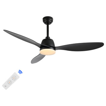 Audie 52" 1-Light App/Remote-Controlled 6-Speed Ceiling Fan, Black