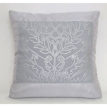Lotus Flower Pillow, Gray, 20"x20"