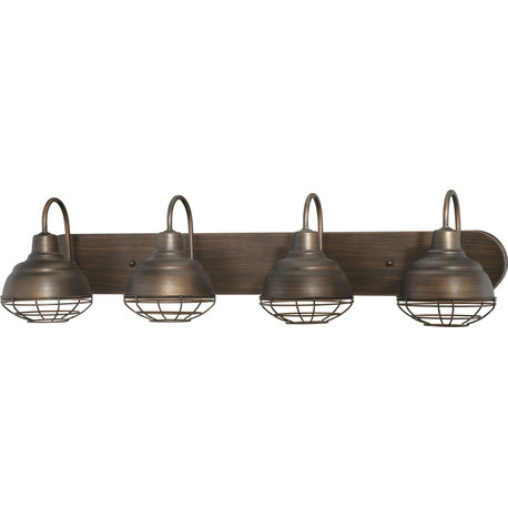 Neo-Industrial Vanity Light 54-Light22 Rubbed Bronze, 4-Light