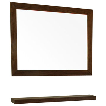 Rectangular Solid Wood Dark Walnut Frame Mirror