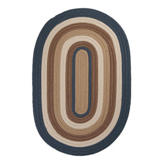 Carousel Neon Navy Outdoor Braided Round Rugs –