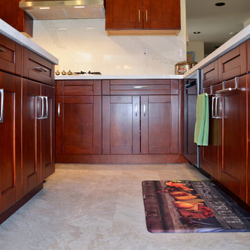Transitional Kitchen with Mahogany Shakers