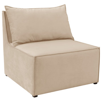 Perry French Seamed Armless Chair, Velvet Pearl