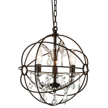 Campechia 3 Light Up Mini Chandelier With Brown Finish