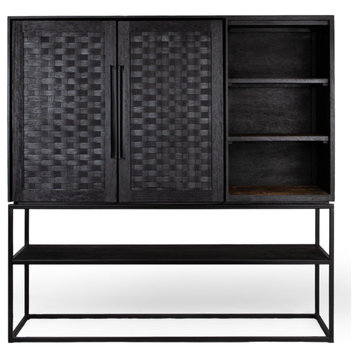 Charcoal Wooden 3-Shelf Cabinet, dBodhi Karma