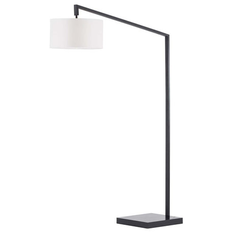 Stretch Chairside Arc Floor Lamp - 75", Matte Black, Step Switch, Rectangular