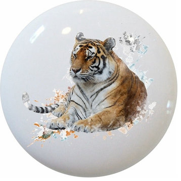 Tiger Watercolor Ceramic Cabinet Drawer Knob