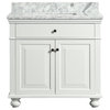Dustin White Bathroom Vanity With Marble Counter, 36"